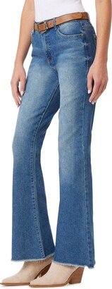 Women's Fearless Curvy Belted Flare High Rise Insta Vintage Juniors Jeans (Standard and Plus)