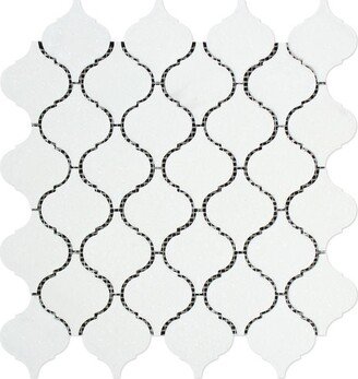 Thassos White Marble Honed Lantern Arabesque Mosaic Tile