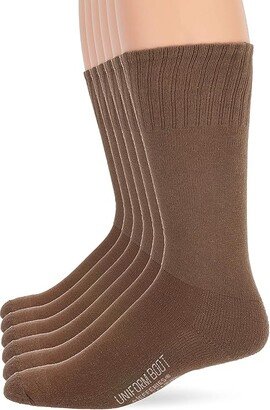 Mens Military Uniform All Season Rib Top Crew Boot Socks 6 Pack (Coyote Brown) Sock