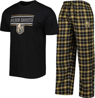 Men's Concepts Sport Black, Gold Vegas Golden Knights Badge T-shirt and Pants Sleep Set - Black, Gold