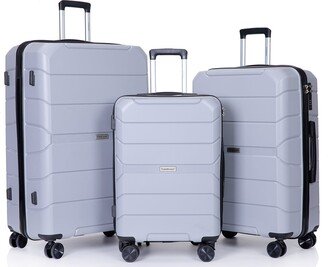 EDWINRAY 3-Piece Spinner Luggage Set PP Lightweight Suitcase Sets