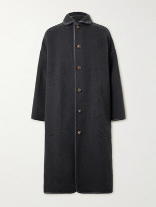 Velvet-Trimmed Brushed-Wool Coat