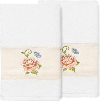White Rebecca Embellished Hand Towel - Set of 2