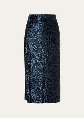 Sequin-Embellished Midi Pencil Skirt