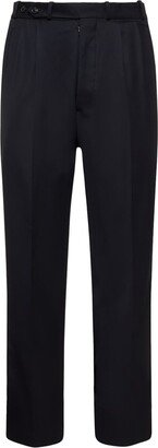 Wool gabardine pleated pants