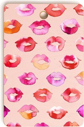 Ninola Design Sweet Pink Lips Rectangle Cutting Board