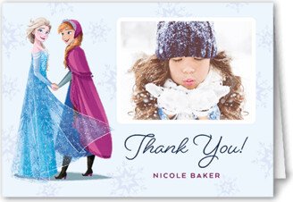 Thank You Cards: Disney Frozen Anna & Elsa Thank You Card, Blue, 3X5, Matte, Folded Smooth Cardstock