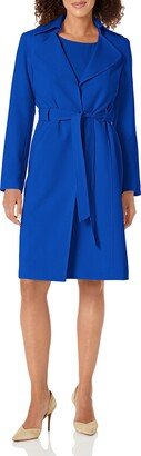 Women's Crepe Belted Trench Jacket & Sheath Dress Suit-AA
