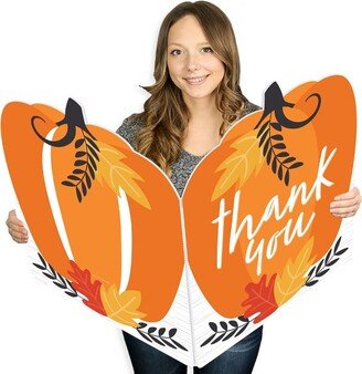 Big Dot of Happiness Fall Pumpkin - Thank You Giant Greeting Card - Big Shaped Jumborific Card - 16.5 x 22 inches