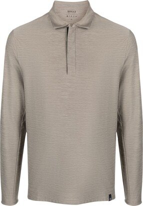 Boggi Milano Slub-Texture Concealed-Fastening Polo Shirt