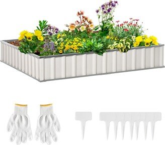 Metal Raised Garden Bed No Bottom Large Steel Planter Box w/ Gloves