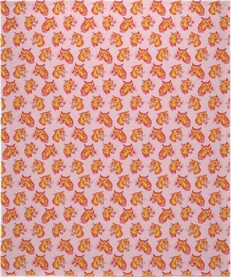 Fleece Photo Blankets: Tigerpop - Orange And Pink Blanket, Fleece, 50X60, Pink