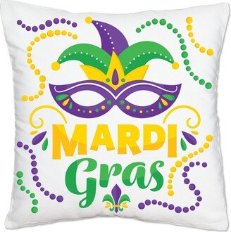 Big Dot Of Happiness Colorful Mardi Gras Mask - Decorative Cushion Case Throw Pillow Cover 16 x 16 In