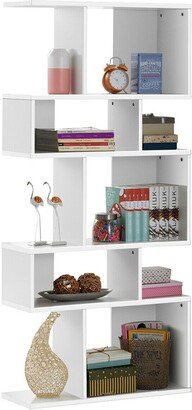 5 Cubes Ladder Shelf Freestanding Corner Bookshelf Display Rack