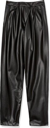 Women's @signedblake Black Vegan Leather Pleated Pants