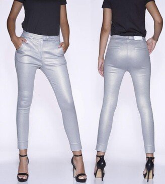 Bianco Lively Coated Trouser Pant In Silver