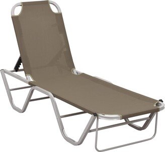 Sun Lounger Aluminum and Textilene Taupe - 74.8 x 23.2 x 11.8