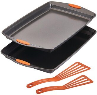Bakeware Oven Lovin' Nonstick Double Batch Cookie Pan and Utensil Set, 4-Pc., Orange Handles