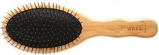 Bass Brushes Style & Detangle Hair Brush with 100% Premium Alloy Pin Pure Bamboo Handle Large Oval Dark Bamboo