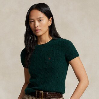 Cable Wool-Cashmere Short-Sleeve Sweater-AA