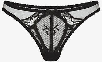 Womens Black Rozlyn Low-rise Lace Mesh Thong