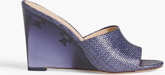 Dali faux raffia wedge mules