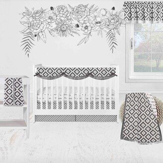 Love Aztec Design/Print Gray/Silver 6 pc Crib Bedding Set with Long Rail Guard Cover