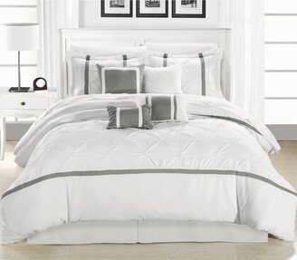 Wright 12 Piece White and Silver Comforter Set Bed in a Bag