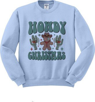 TeesAndTankYou Gingerbread Howdy Christmas Sweatshirt Unisex Medium Light Blue-AA