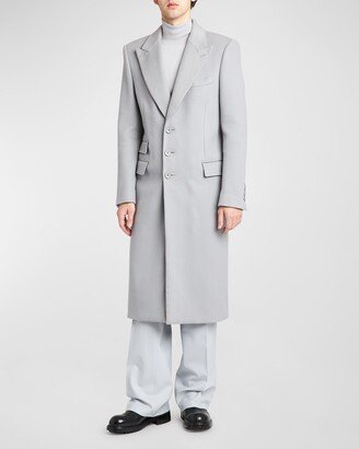 Men's Solid Cashmere Topcoat-AA