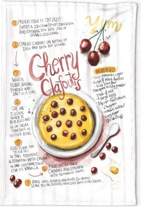 Cherry Clafoutis Tea Towel - Delight By Mulberry Tree French Recipe Baking Baker Linen Cotton Canvas Spoonflower