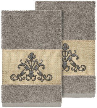 Scarlet Embellished Hand Towel - Set of 2 - Dark Grey