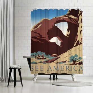 71 x 74 Shower Curtain, Vintage See America Canyon Travel by Samantha Ranlet