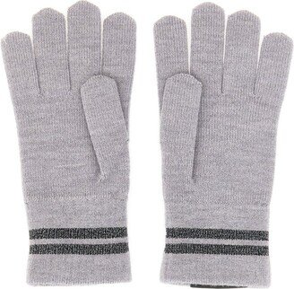 Stripe-Detailed Knitted Gloves