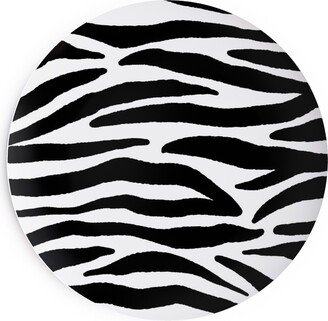 Salad Plates: Zebra Print - Black And White Salad Plate, Black