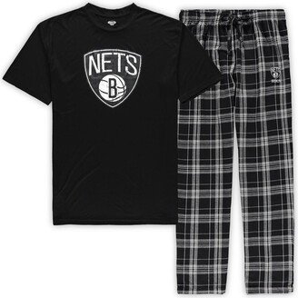 Men's Concepts Sport Black Brooklyn Nets Big and Tall Ethos T-shirt and Pants Sleep Set