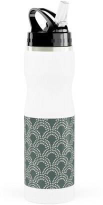 Photo Water Bottles: Scalloped Heart Rainbows - Pine Green Stainless Steel Water Bottle With Straw, 25Oz, With Straw, Green