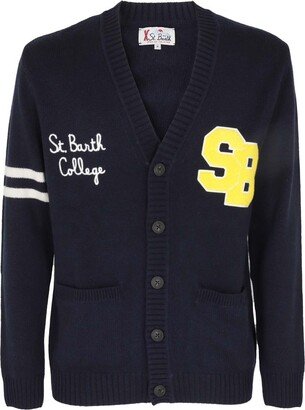 Varsity Embroidered Buttoned Cardigan