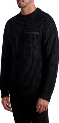 Mixed Stitch Zip Pocket Wool Sweater