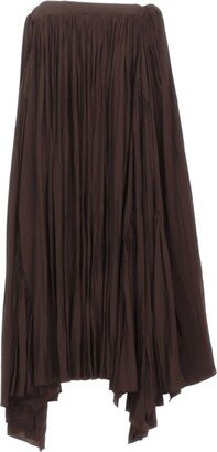 High Waist Asymmetric Gathered Maxi Skirt