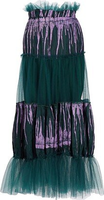 Funmi Tiered Cotton & Tulle Maxi Skirt