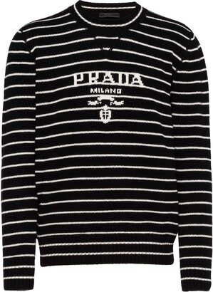 Intarsia-Knit Logo Striped Jumper