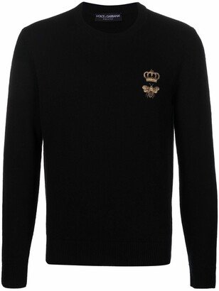 Embroidered Virgin Wool Jumper