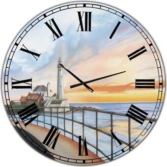 Designart St Mary's Lighthouse Large Nautical & Coastal Wall Clock - 36 x 36