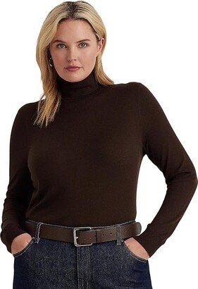 Plus-Size Silk-Blend Turtleneck (Circuit Brown) Women's Sweater