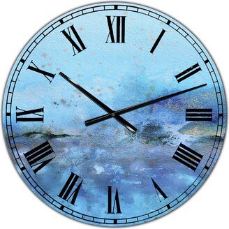 Designart Blue and Gold Water Impression Large Modern Wall Clock - 38