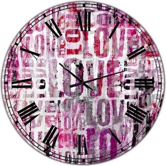 Designart Grunge Love Square Oversized Cottage Wall Clock - 36 x 36