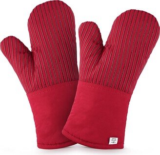 Flexible Cotton Lined with Heat Resistant Silicone Oven Mitts