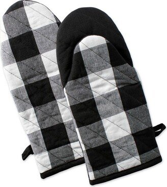 2pk Cotton Buffalo Check Oven Mitt Set Black