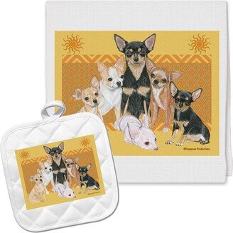 Chihuahua Kitchen Dish Towel & Pot Holder Gift Set